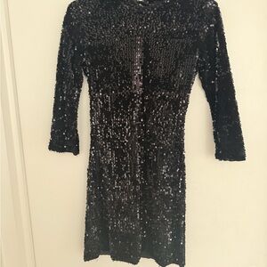 Zara Black Sequin Long Sleeve Dress